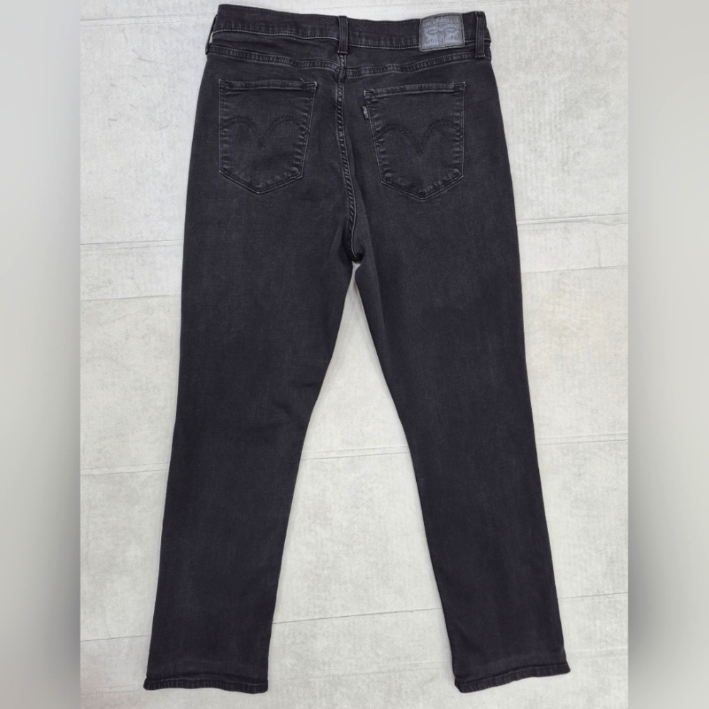 Levi's Classic Straight black jeans women's 14 short mid rise stretch - Picture 2 of 13